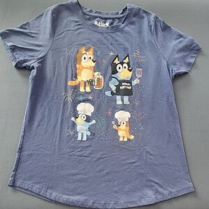 Bluey Graphic T Shirt Youth Medium Fireworks Chef